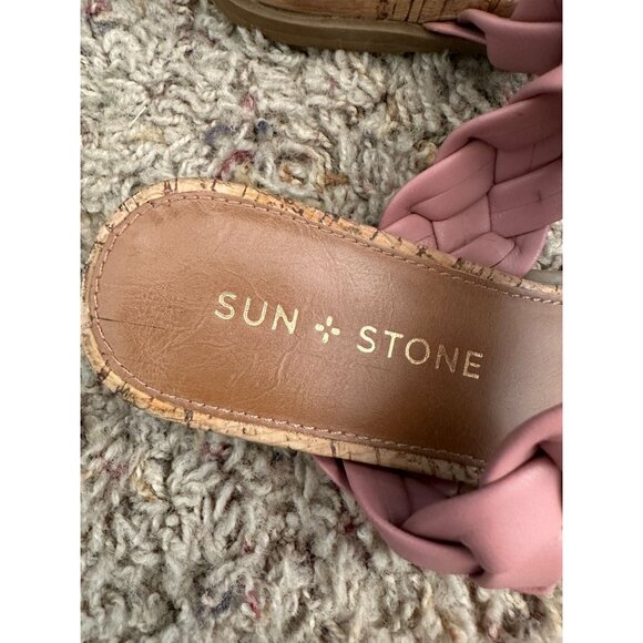 Sun Stone Womens Pink Sandals‎ 5 slip on open toe low heel summer - Picture 3 of 6